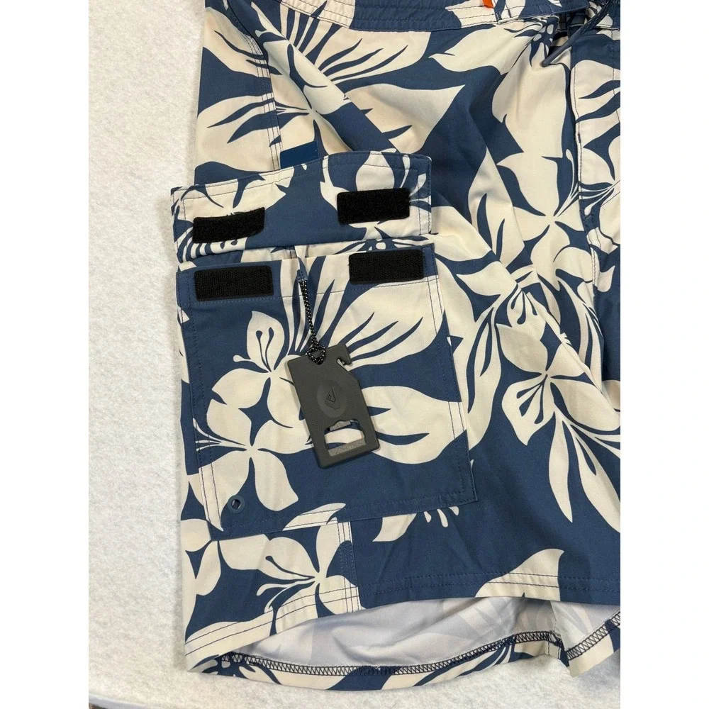 Quiksilver Waterman Collection Mens Navy Floral Board Shorts Bottle Opener 40